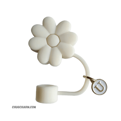 Personalized Flower Silicone Straw Cap for Stanley Tumbler – A to Z Initial Charm