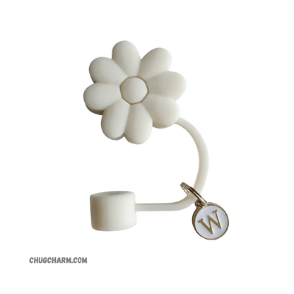 Personalized Flower Silicone Straw Cap for Stanley Tumbler – A to Z Initial Charm
