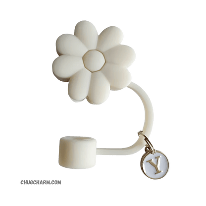 Personalized Flower Silicone Straw Cap for Stanley Tumbler – A to Z Initial Charm