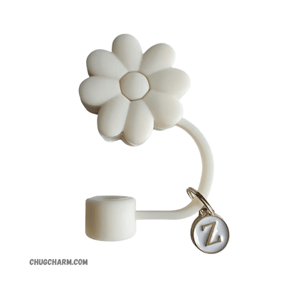 Personalized Flower Silicone Straw Cap for Stanley Tumbler – A to Z Initial Charm