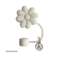Personalized Flower Silicone Straw Cap for Stanley Tumbler – A to Z Initial Charm