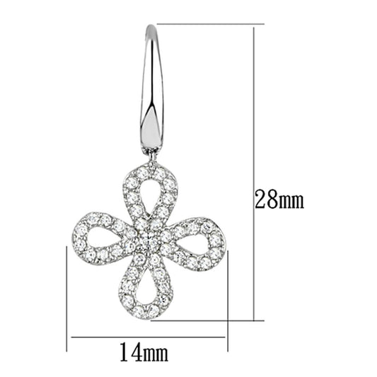 3W382 - Rhodium Brass Earrings with AAA Grade CZ  in Clear-1