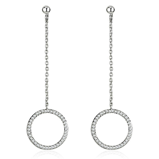 3W364 - Rhodium Brass Earrings with AAA Grade CZ  in Clear-0