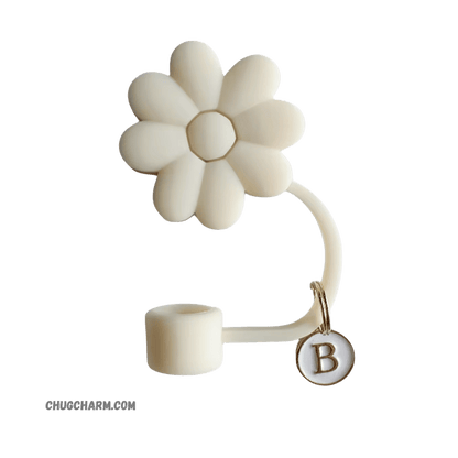 Personalized Flower Silicone Straw Cap for Stanley Tumbler – A to Z Initial Charm