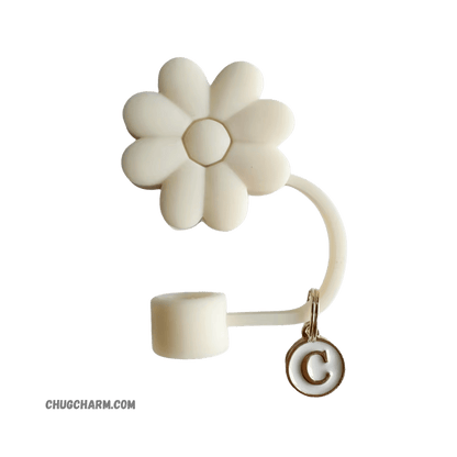 Personalized Flower Silicone Straw Cap for Stanley Tumbler – A to Z Initial Charm
