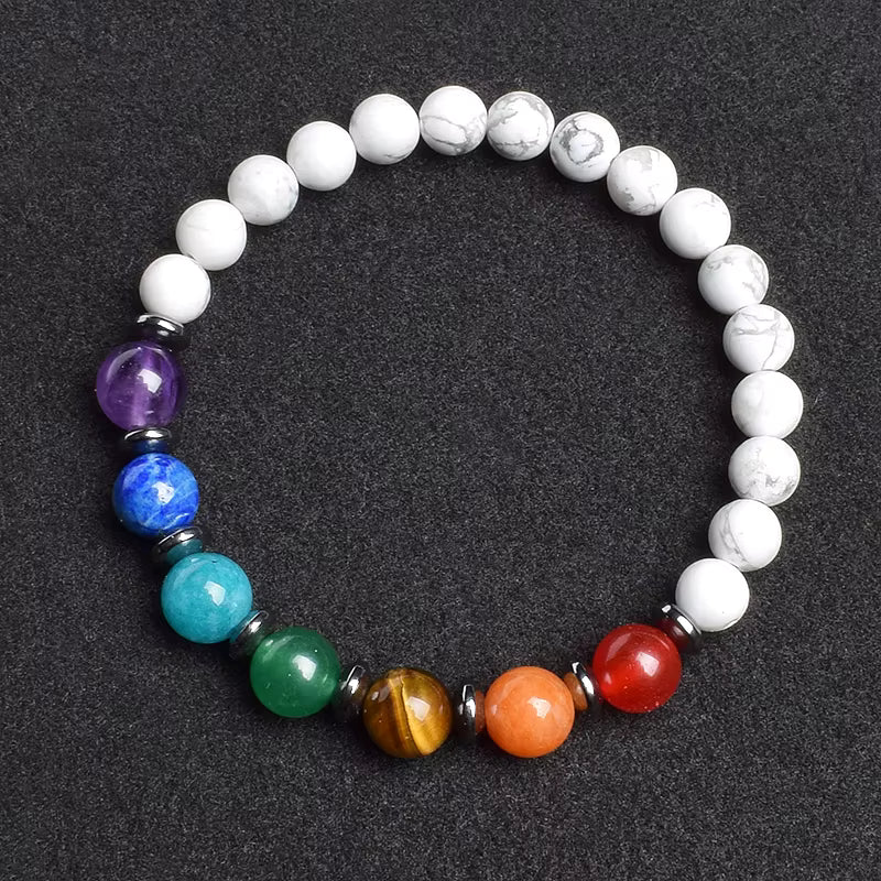 7 Chakra Natural Gemstone Bracelet Handmade Adjustable Elastic
