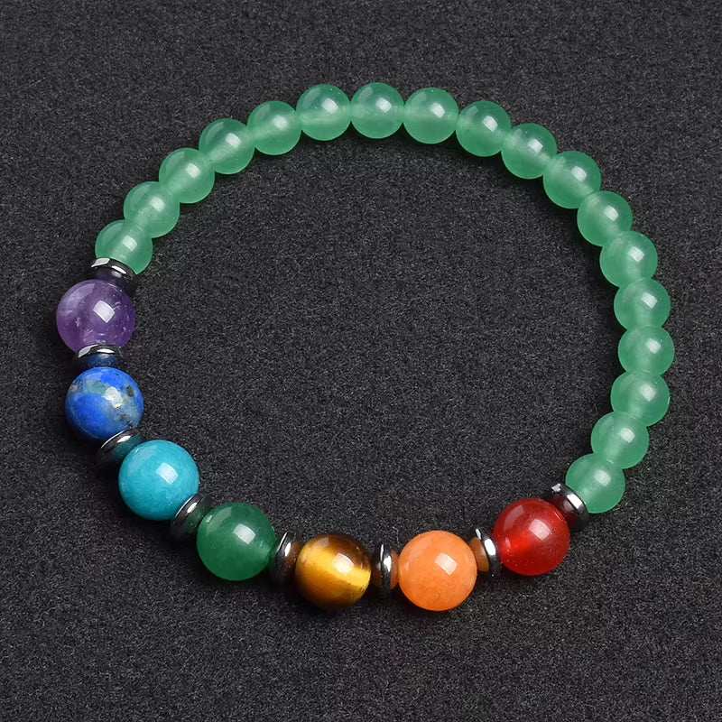 7 Chakra Natural Gemstone Bracelet Handmade Adjustable Elastic