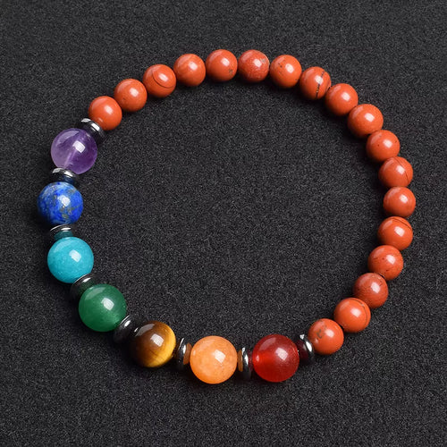 7 Chakra Natural Gemstone Bracelet Handmade Adjustable Elastic