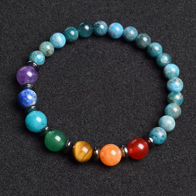 7 Chakra Natural Gemstone Bracelet Handmade Adjustable Elastic
