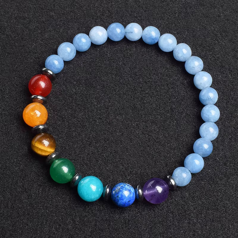 7 Chakra Natural Gemstone Bracelet Handmade Adjustable Elastic