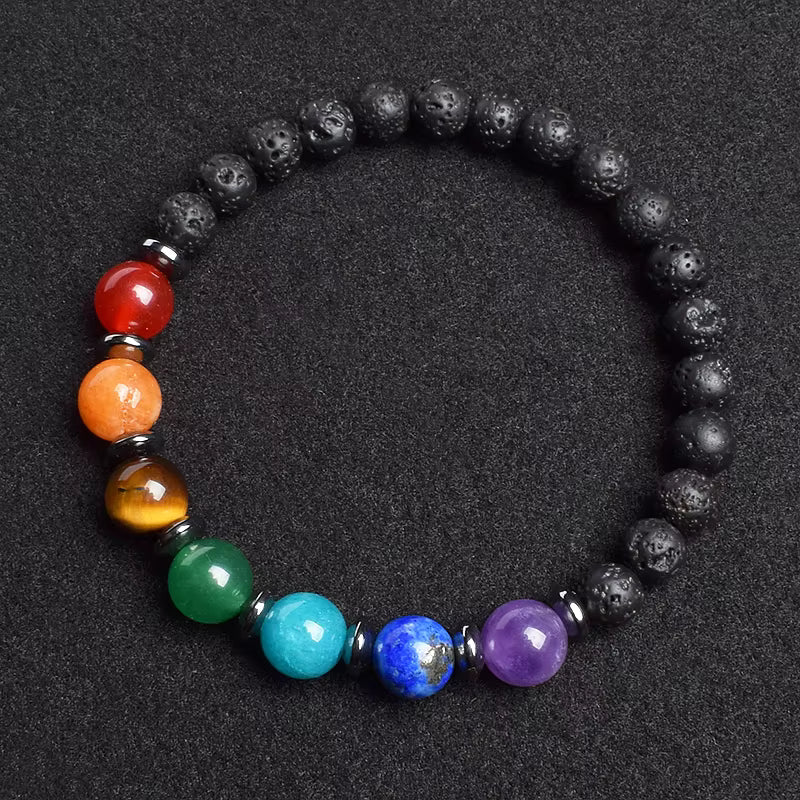 7 Chakra Natural Gemstone Bracelet Handmade Adjustable Elastic