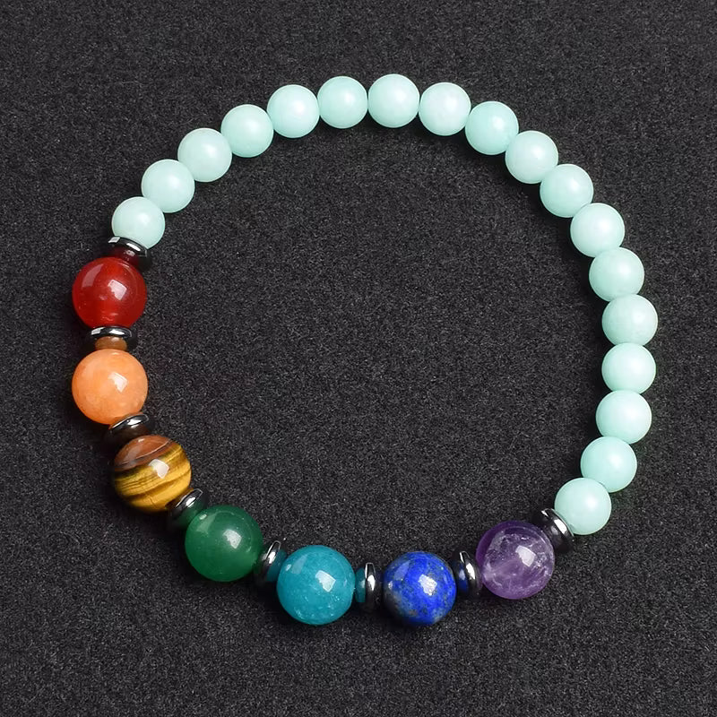 7 Chakra Natural Gemstone Bracelet Handmade Adjustable Elastic