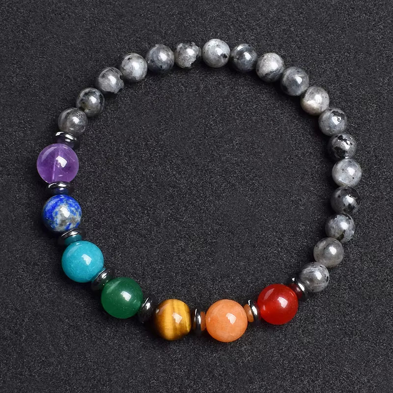 7 Chakra Natural Gemstone Bracelet Handmade Adjustable Elastic