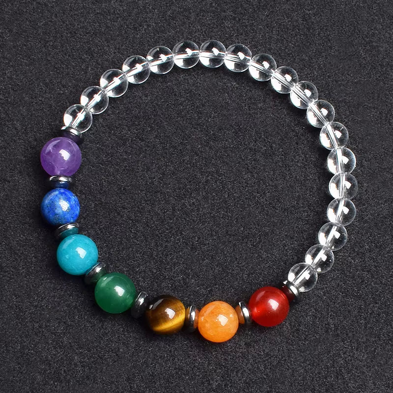 7 Chakra Natural Gemstone Bracelet Handmade Adjustable Elastic
