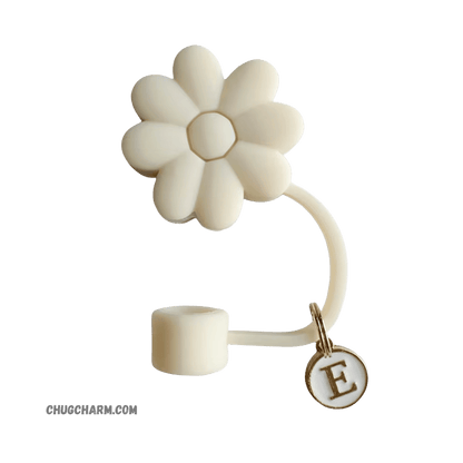 Personalized Flower Silicone Straw Cap for Stanley Tumbler – A to Z Initial Charm