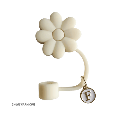 Personalized Flower Silicone Straw Cap for Stanley Tumbler – A to Z Initial Charm