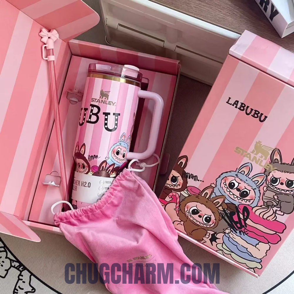 Stanley Labubu cup pink insulated 40oz tumbler kawaii monster design