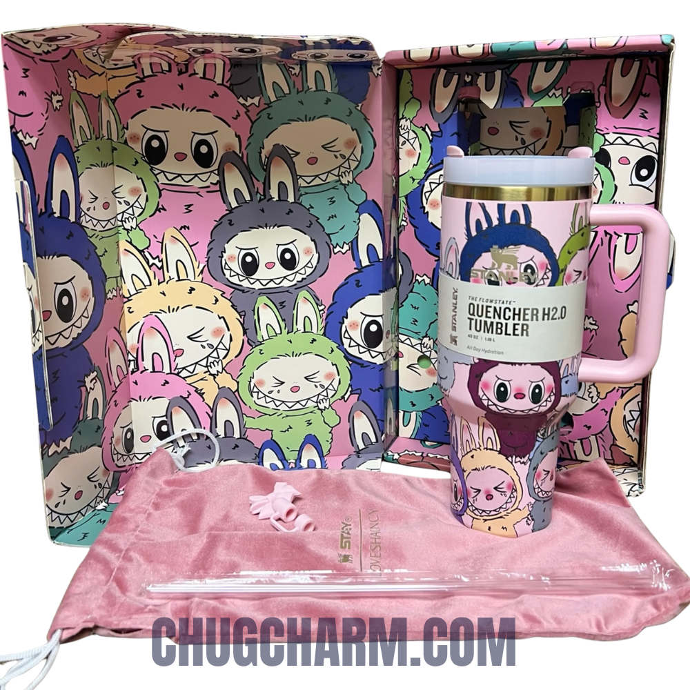 Stanley Labubu brown insulated tumbler 40oz kawaii monster cup full set with accessories