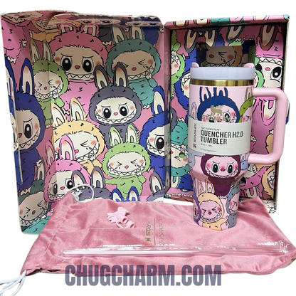 Stanley Labubu brown insulated tumbler 40oz kawaii monster cup full set with accessories