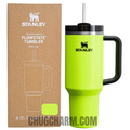 Stanley 40 oz Tumbler in Neon Yellow with a sturdy handle and double-wall insulation for superior temperature retention.