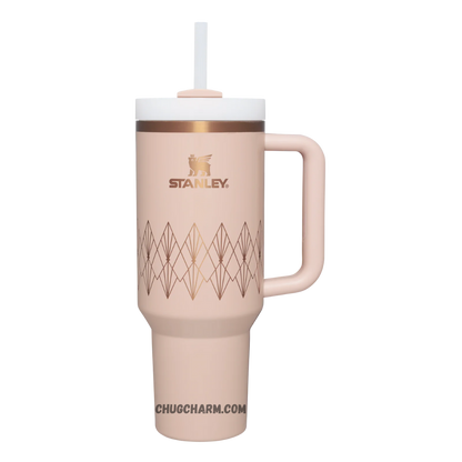 Stanley Blush Gloss Deco 40oz Tumbler – sophisticated insulated tumbler with a soft blush pink gloss finish, ideal for a chic, modern look.