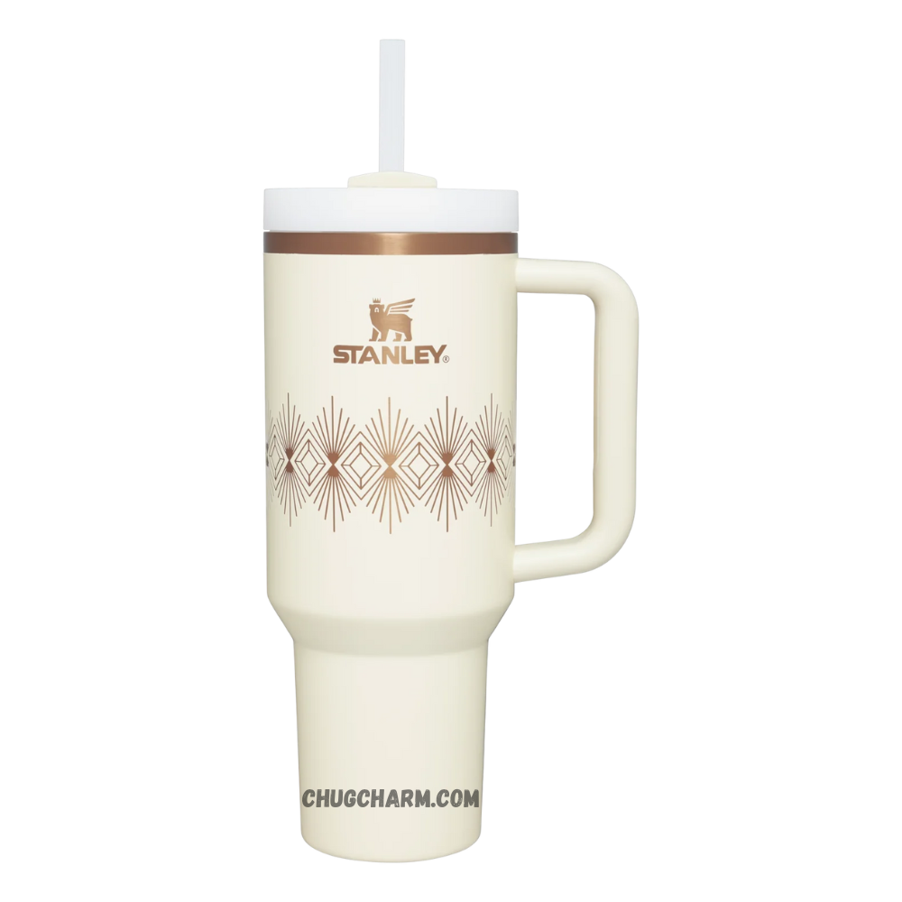 Stanley Cream Gloss Deco 40oz Tumbler – stylish insulated tumbler with a smooth cream-colored gloss finish, combining elegance and functionality.