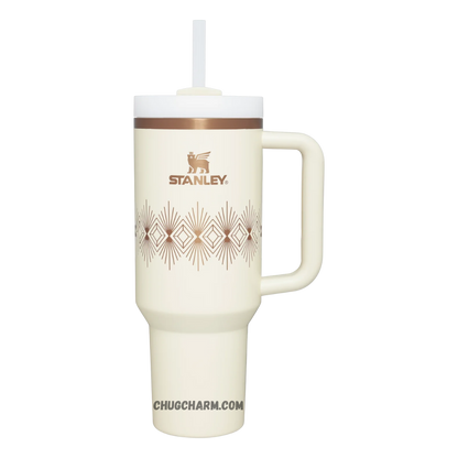 Stanley Cream Gloss Deco 40oz Tumbler – stylish insulated tumbler with a smooth cream-colored gloss finish, combining elegance and functionality.