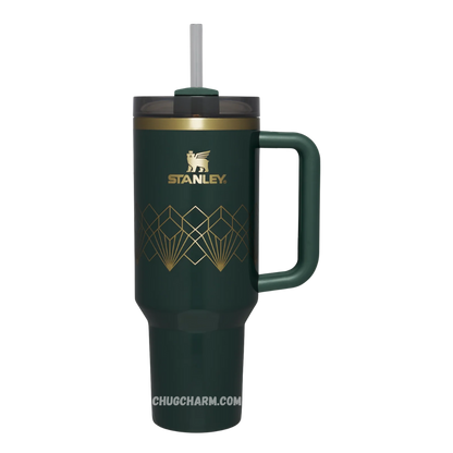 Stanley Forest Gloss Deco 40oz Tumbler – elegant insulated tumbler with a glossy forest green finish, perfect for outdoor adventures or everyday use.