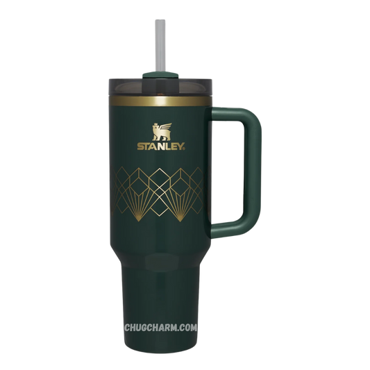 Stanley Forest Gloss Deco 40oz Tumbler – elegant insulated tumbler with a glossy forest green finish, perfect for outdoor adventures or everyday use.