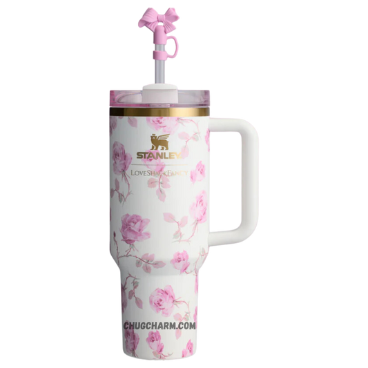 Stanley Ribbon Rosa 40oz Tumbler with Gift Box – elegant insulated tumbler in a soft rosa color, presented in a stylish gift box for a perfect present.