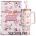 Stanley Rosa Beaux Pink 40oz Tumbler with Gift Box – elegant insulated tumbler in a soft pink hue, perfect for gifting in a stylish box.