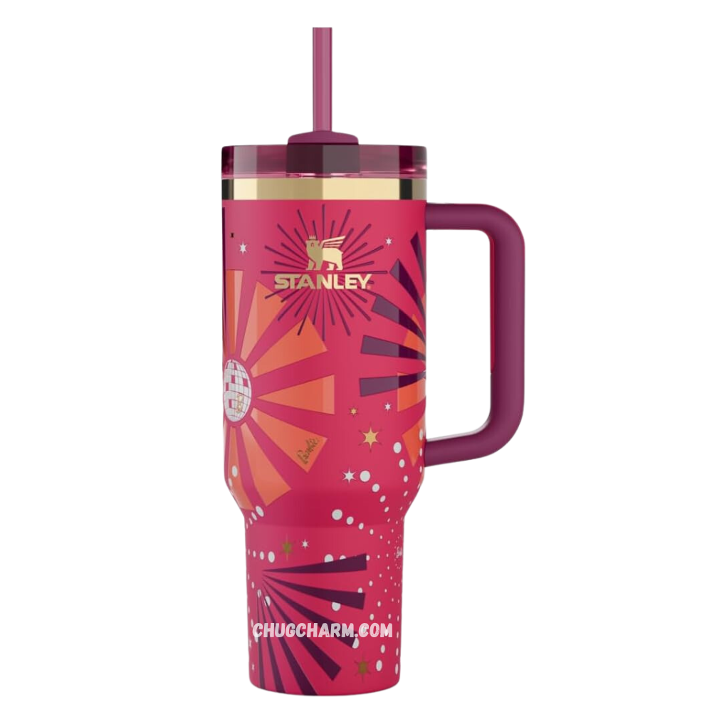 Stanley X Barbie 80s Dynamite 40oz Tumbler – eye-catching insulated tumbler with bold colors and dynamic 80s-inspired graphics.