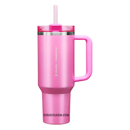 Stanley X Starbucks Pink 40oz Tumbler – trendy insulated tumbler in a soft pink color, perfect for coffee enthusiasts and those on the go.