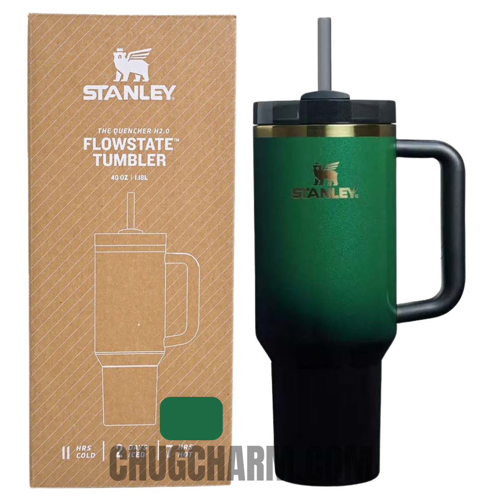 Stanley X Wicked Elphaba Collection Green 40oz Tumbler – limited edition insulated drinkware with a vibrant green finish.