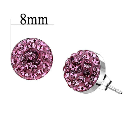 TK3553 - High polished (no plating) Stainless Steel Earrings with Top Grade Crystal  in Rose-1