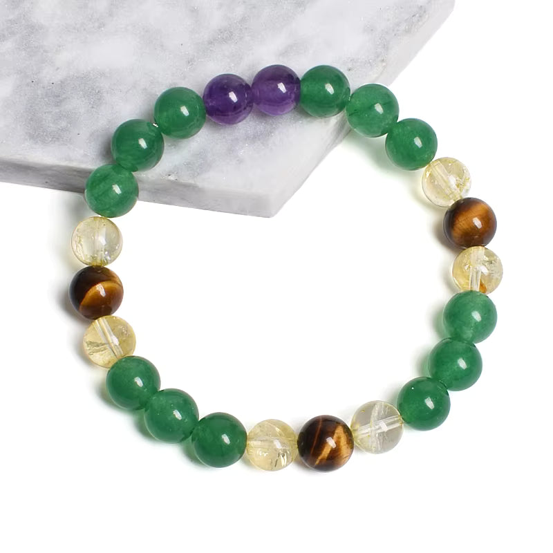 Beaded Bracelet Amethyst Citrine Green Aventurine Tiger Eye 8mm