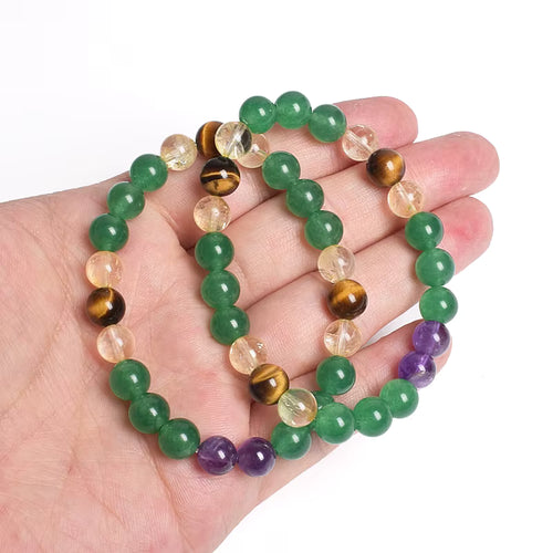 Beaded Bracelet Amethyst Citrine Green Aventurine Tiger Eye 8mm