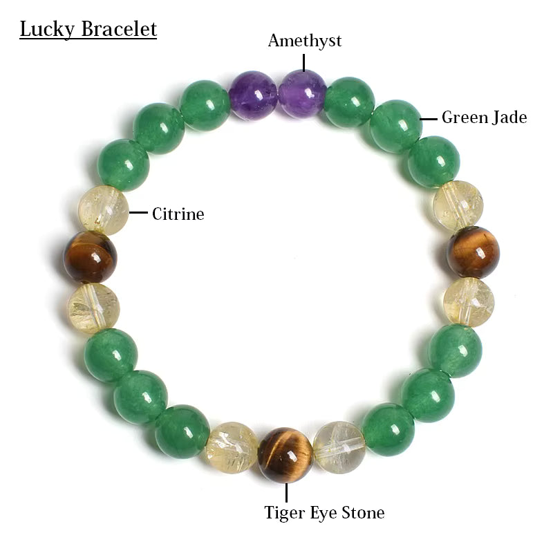 Beaded Bracelet Amethyst Citrine Green Aventurine Tiger Eye 8mm