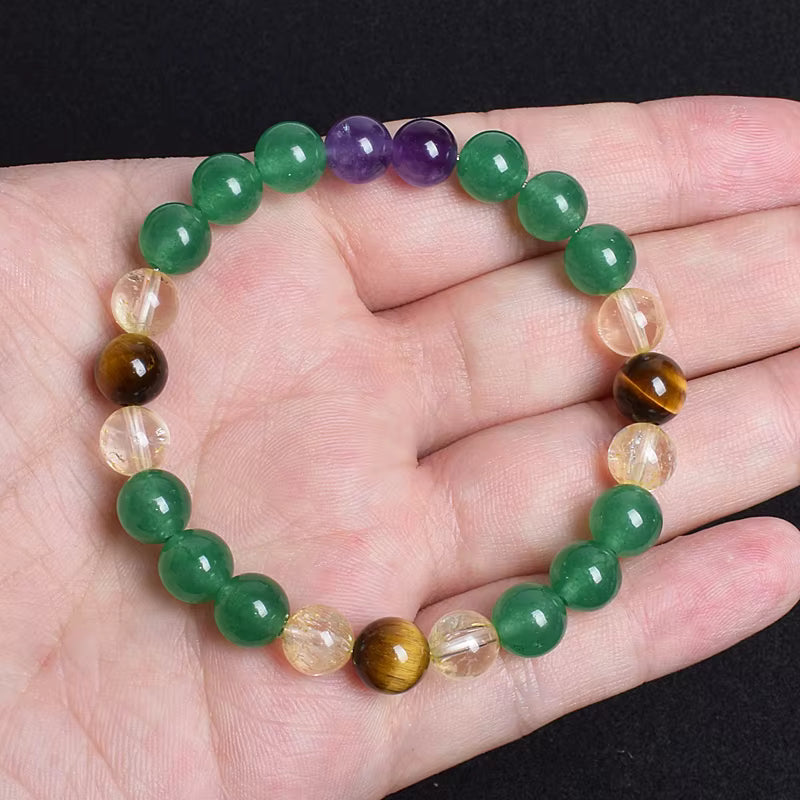 Beaded Bracelet Amethyst Citrine Green Aventurine Tiger Eye 8mm