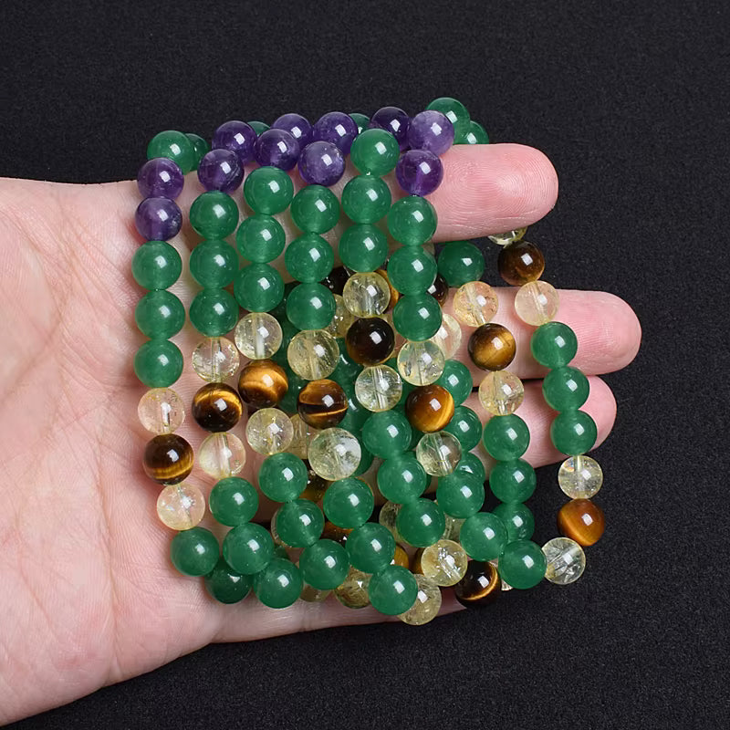 Beaded Bracelet Amethyst Citrine Green Aventurine Tiger Eye 8mm