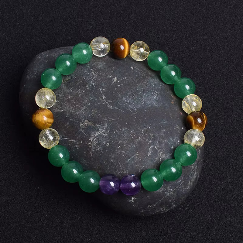 Beaded Bracelet Amethyst Citrine Green Aventurine Tiger Eye 8mm