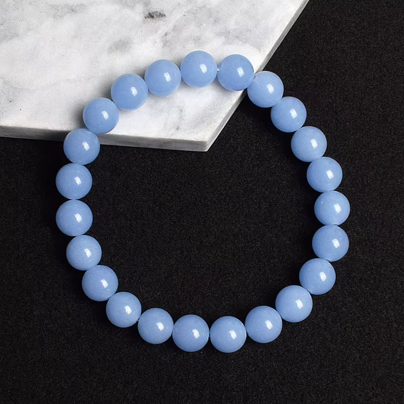 Beaded Bracelet Glow in the Dark Fluorescent Blue Adjustable