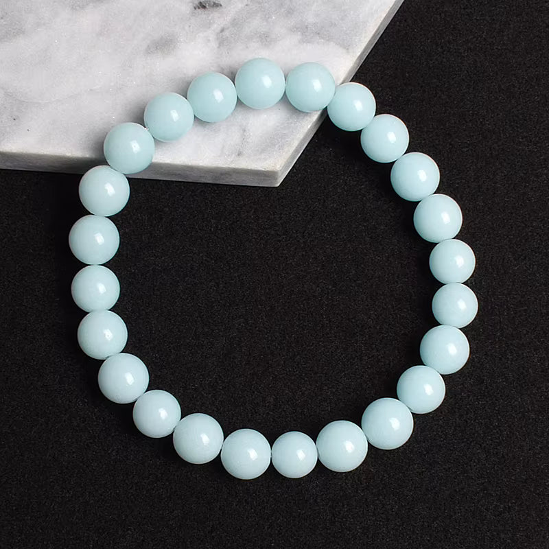 Beaded Bracelet Glow in the Dark Fluorescent Blue Adjustable