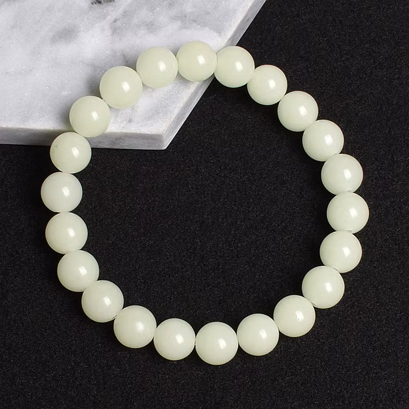 Beaded Bracelet Glow in the Dark Fluorescent Blue Adjustable