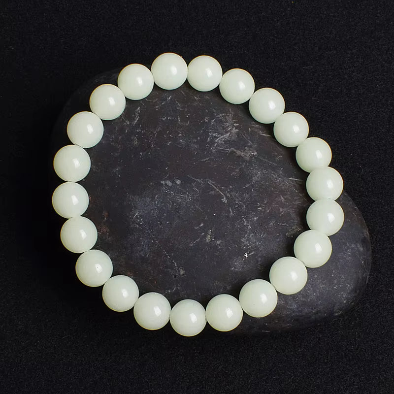 Beaded Bracelet Glow in the Dark Fluorescent Blue Adjustable
