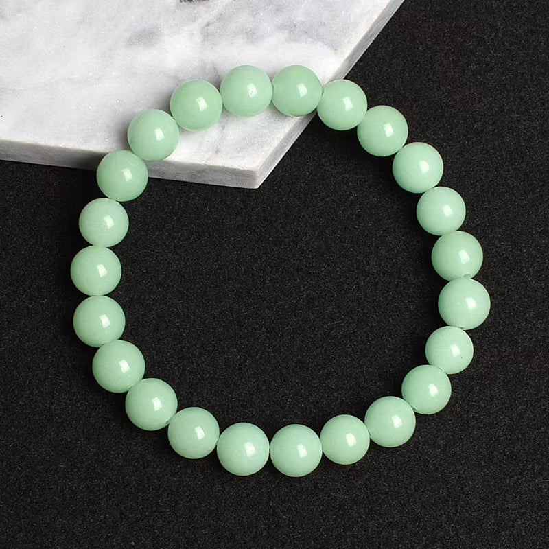 Beaded Bracelet Glow in the Dark Fluorescent Blue Adjustable