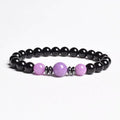 Beaded Bracelet Handmade Natural Black Agate Tiger Eye Elastic Unisex