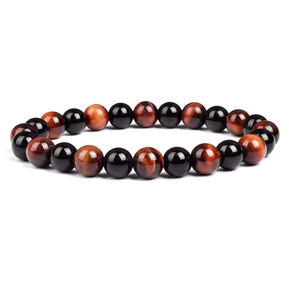 Beaded Bracelet Hematite and Tiger Eye Elastic Adjustable Couple Set