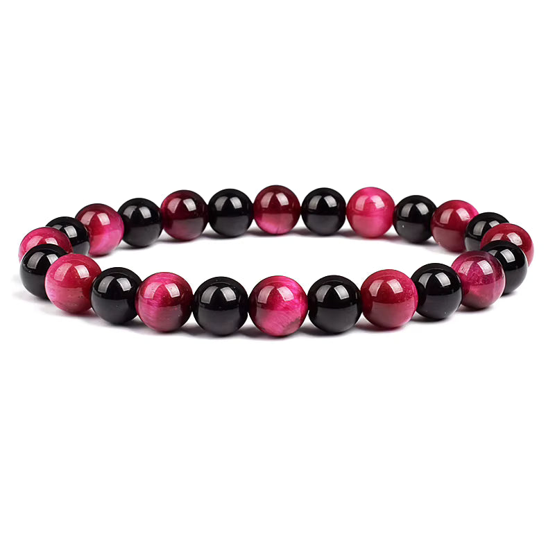 Beaded Bracelet Hematite and Tiger Eye Elastic Adjustable Couple Set