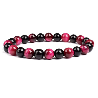 Beaded Bracelet Hematite and Tiger Eye Elastic Adjustable Couple Set